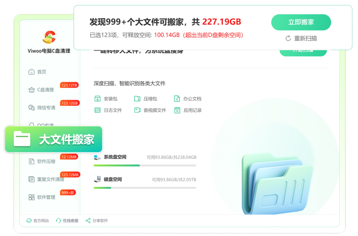 viwoo电脑c盘清理